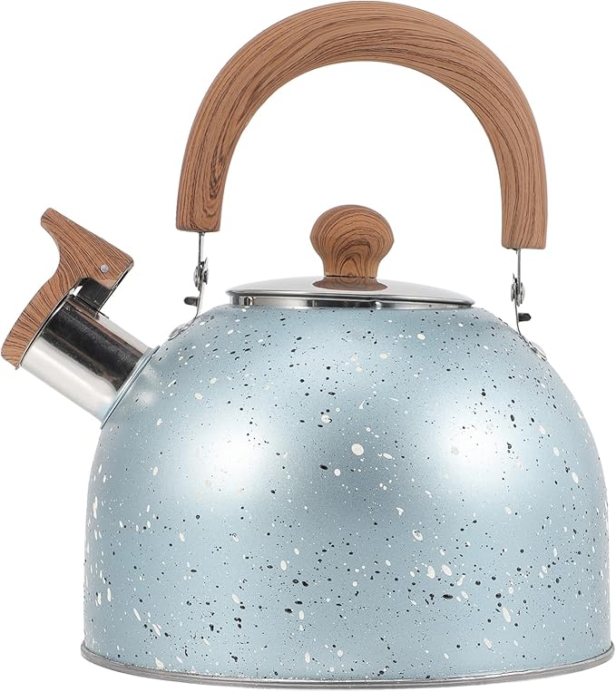 Hemoton Stovetop Tea Kettle Stainless Steel Whistling Teapot Water Kettle Stove Coffee Kettle with Ergonomic Handle for Boiling Water 2L Blue