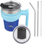 Load image into Gallery viewer, 10 oz Tumbler with Handle and 2 Straw 2 Lid, Insulated Water Bottle Stainless Steel Vacuum Cup Reusable Travel Mug,Sky