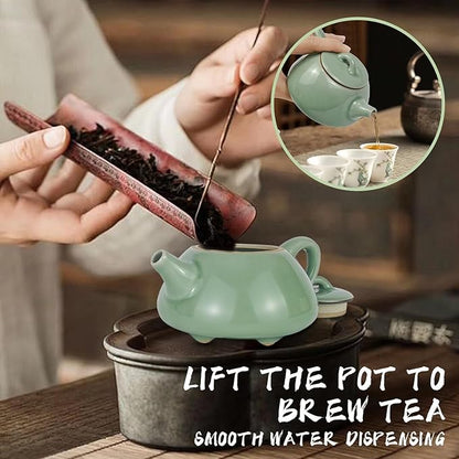 Handmade Celadon Teapot 120ml, Traditional Gongfu Tea Pot with Gift Box, Ceramic Stovetop Safe Teapot for Oolong & Pu-erh Tea