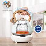 Load image into Gallery viewer, Tea Kettle, Toptier Teapot Whistling Kettle with Wood Pattern Handle Loud Whistle, Food Grade Stainless Steel Tea Pot for Stovetops Induction Diamond Design Water Kettle, 2.7-Quart Light Green