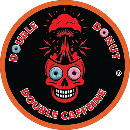 Double Donut Coffee High Caffeine Coffee Pods, Extra Strong Double Caffeine Dark Roast Coffee,Compatible with Keurig K Cups Brewers, 20 Count