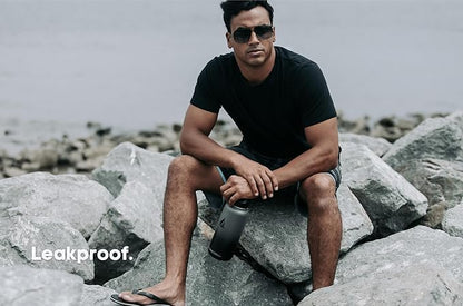 HYDRO CELL Stainless Steel Insulated Water Bottle with Straw - For Cold & Hot Drinks - Metal Vacuum Flask with Screw Cap and Modern Leakproof Sport Thermos for Adults (Graphite/Black 32oz)