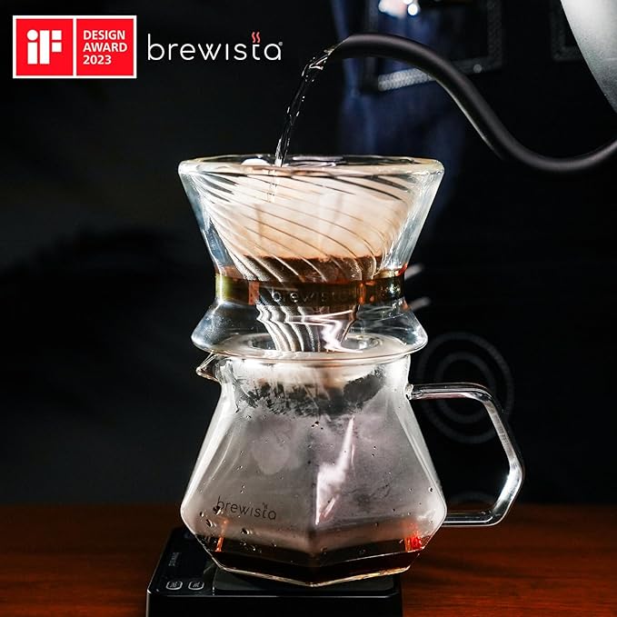 Brewista 700ml/23.7oz X Series Glass Coffee Carafe, Small Pour Over Glass Pot Server, 2-4 Cups, Polygonal Design for Improved Flavor, Heat Resistant Odorless Glass Pitcher