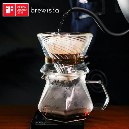 Brewista 700ml/23.7oz X Series Glass Coffee Carafe, Small Pour Over Glass Pot Server, 2-4 Cups, Polygonal Design for Improved Flavor, Heat Resistant Odorless Glass Pitcher