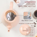 Load image into Gallery viewer, 1.2 Liters Ceramic Electric Kettle Pot, Boil Water Quickly and Easily with Boil-Dry Protection, Auto Shut Off, Detachable Swivel Base, Graceful Gooseneck Teapot 1000W, Pink