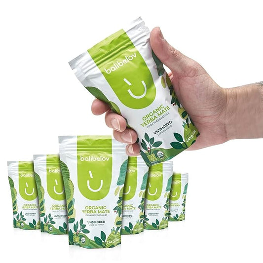 BALIBETOV Organic Yerba Mate Tea Loose Leaf, Natural Traditional Cut, Clean High Energy, Unsmoked Artisanal, Gluten Free, Vegan Friendly, Hot or Cold Drink (100 Yerba Bags – 2.5 oz Each, Traditional Cut)