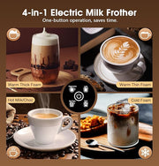 Milk Frother and Steamer, Large Capacity Detachable Electric Milk Frother, Automatic Warm and Cold Foam Maker, Hot Chocolate Maker, BPA Free, Grey