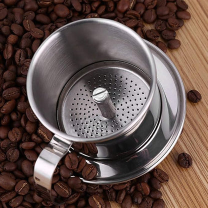 TOPINCN Vietnamese Coffee Drip Filter, Stainless Steel Pour Over Coffee Maker, Portable Coffee Drip Brewer for Home, Office, Travel (Silver)