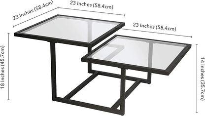 Henn&Hart 43" Wide Square Coffee Table in Blackened Bronze, Modern coffee tables for living room, studio apartment essentials