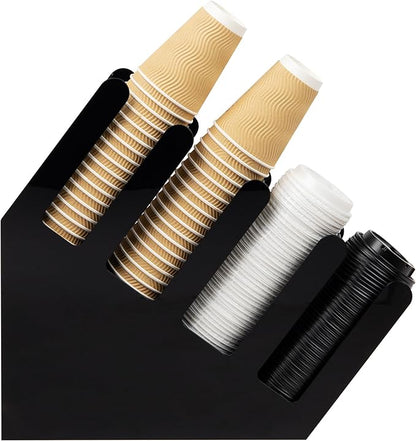 Mind Reader Cup and Lid Dispenser, Countertop Org, Coffee Bar, Beverage Cup, Kitchen, Breakroom, 4"L x 18"W x 16"H, Black