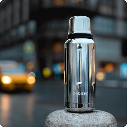 Bobber - 34 oz Vacuum Insulated Stainless Steel Water Bottle with Cup Lid - Dishwasher Safe - Keeps Drinks Hot for 48 Hours and Cold for 72 Hours - Triple Walled Thermo Flask (Glossy)