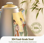 Load image into Gallery viewer, Hazel Quinn Retro Electric Kettle - 1.7 Liters / 57.5 Ounces Tea Kettle with Thermometer, All Stainless Steel, 1200 Watts Fast Boiling, BPA-free, Cordless, Automatic Shut Off - Finery