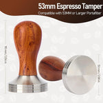 Load image into Gallery viewer, 53mm Espresso Tamper Kit, Hard Wood Espresso Tamper Tool &amp; Powder Press Pad &amp; 8-Needles Espresso Stirrers For 53 mm Portafilter