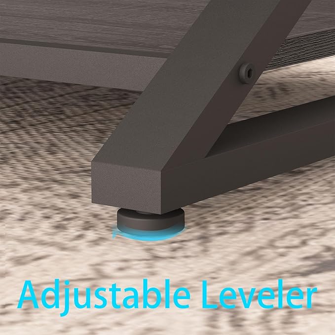 HSH Gray Storage Coffee Table, Modern Center Table for Living Room with Display Shelf, Simple Metal Wooden Rectangle Cocktail Tea Table, Minimalist Home Office Bedroom 2 Tier Coffee Table, 39 Inch