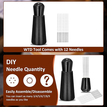 WDT tool, Espresso Distribution Tools, 12 x 0.35mm 304 Stainless Steel Needles Distributor, Espresso Coffee Stirrer for Barista