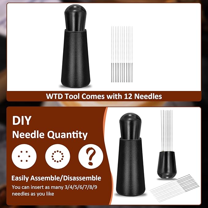 WDT tool, Espresso Distribution Tools, 12 x 0.35mm 304 Stainless Steel Needles Distributor, Espresso Coffee Stirrer for Barista