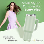Load image into Gallery viewer, 40 oz Tumbler With Handle and Straw Made of Stainless Steel - Double Wall Vacuum Insulated Tumbler With Lid - Sweat Proof Easy Grip, BPA-Free, Dishwasher Safe Tumbler (Sea Sage)