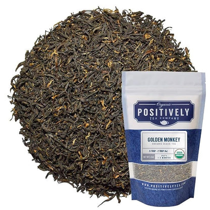 Organic Positively Tea Company, Golden Monkey Black Tea, Loose Leaf, 4 Ounce