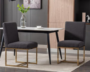 CIMOTA Black Modern Dining Chairs Set of 6, Upholstered Dining Room Chairs Armless Guest Side Chair with Gold Base for Dining Room/Kitchen, Charcoal Black, 6PCS