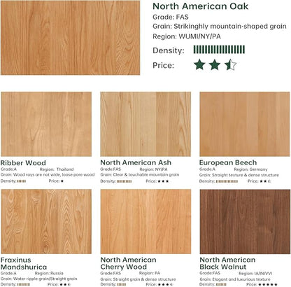 100% Solid Oak Wood Coffee Table Set, Round Coffee Table Combo Side Table w/Solid Wood Legs, Mid Century Table Sturdy Tables for Bedroom Balcony Living Room (Walnut, Small-Medium Combo)