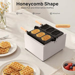 Load image into Gallery viewer, 1.5kw Waffle Stick Making Machine, 14.76x12.99x10.04in Non-Stick Electric Waffles Maker, Stainless Steel Waffle Maker with 3 Honeycomb-Shaped Grids, 122-572℉, Double-Sided Heating, Timer(0-5min)