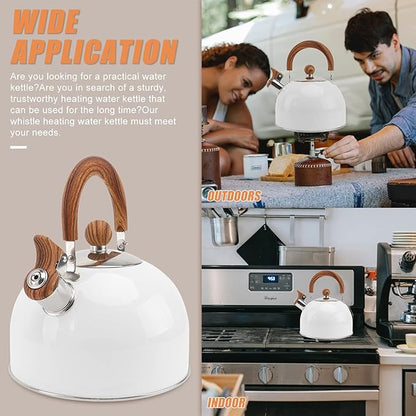 Cabilock 1pc White Whistle Kettle Home Kitchen Water Boiling Teakettle with Handle for Gas and Induction Cookers Reliable and Water Kettle for Everyday Use