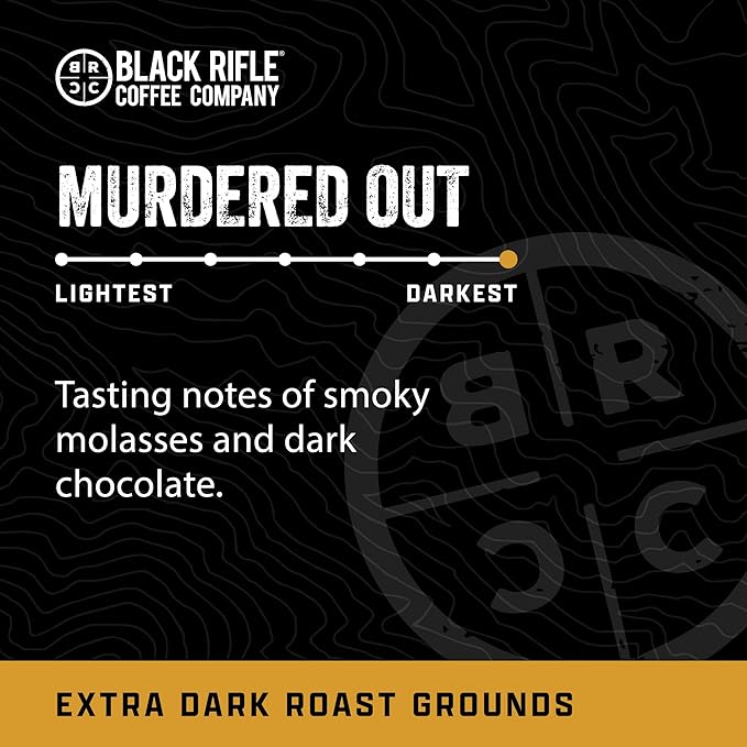 Black Rifle Coffee Company Murdered Out, 12oz Bag, Ground Coffee Dark Roast - Roasted Blend Made from Arabica Beans - Colombian & Brazilian Beans - Veteran Founded & American Made