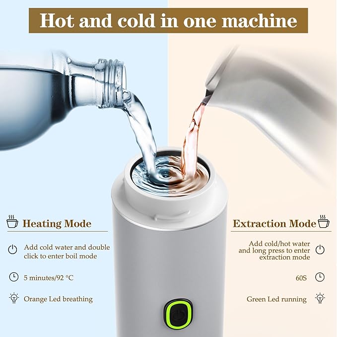 Portable Espresso Maker, Travel Coffee Maker for camping, Portable Espresso Machine with USB-C, 3-in-1 Small Espresso Machine with Ground Coffee & Capsules (NS＆DG) for RV, Hiking, Office