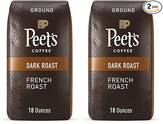 Peet's Coffee, Dark Roast Ground Coffee - French Roast 36 Ounces (2 Bags of 18 Ounces)