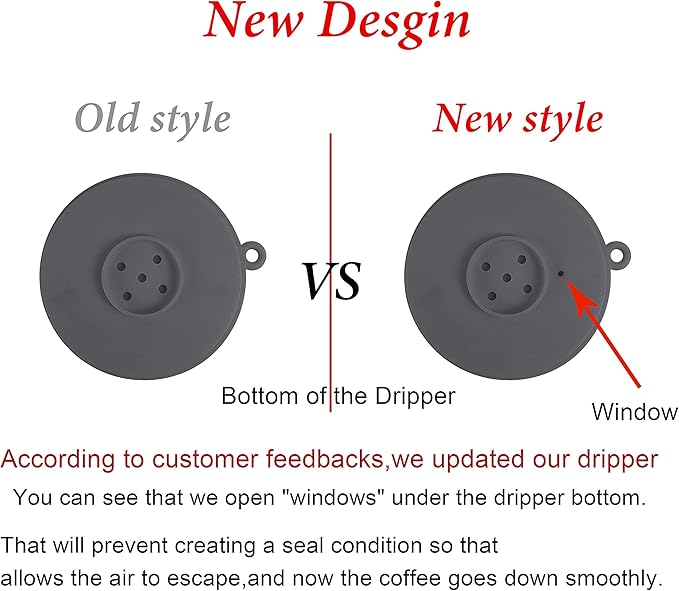 Collapsible Coffee Dripper Pour Over Coffee Filter, Silicone Reusable Coffee Maker,Paperless Coffee Brew Maker,Dishwasher Safe,Carabineer for Hiking, Backpacking,Camping,Home,Office(Grey)