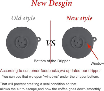 Collapsible Coffee Dripper Pour Over Coffee Filter, Silicone Reusable Coffee Maker,Paperless Coffee Brew Maker,Dishwasher Safe,Carabineer for Hiking, Backpacking,Camping,Home,Office(Grey)