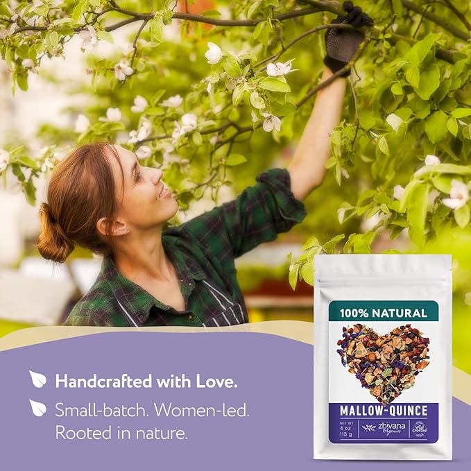 Blue Mallow and Quince Herbal Tea – Loose Leaf Caffeine Free Tea – Floral Fruity Relaxing Tea – 100% Natural Ingredients – Te de Malva - 4 oz