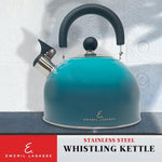 Load image into Gallery viewer, Emeril Lagasse 2.6 Quart/2.5 Liter Whistling Tea Kettle, Stainless Steel Tea Pot for Induction Stove Top, Fast to Boil Water for Home Kitchen Condo, with Ergonomic Cool Folding Grip Handle, Teal