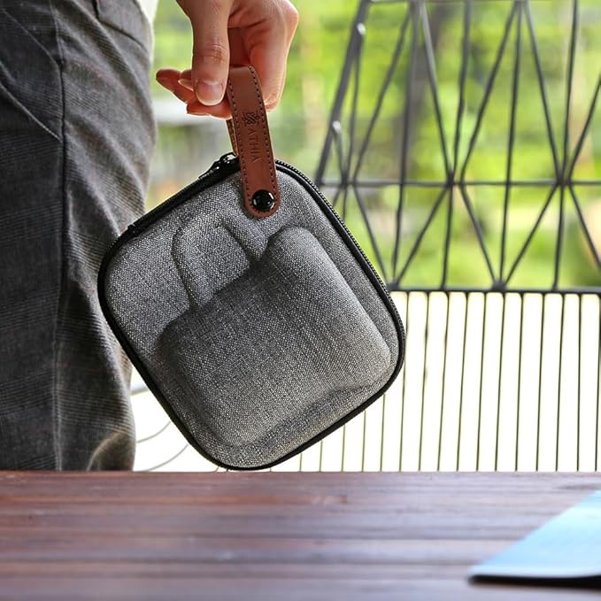 ATHIA Glass Pour Over Coffee Maker Set, Glass Cone Dripper, Reusable Cloth Filter, Minimal Single Cup on the Go,Walnut wood_dark color