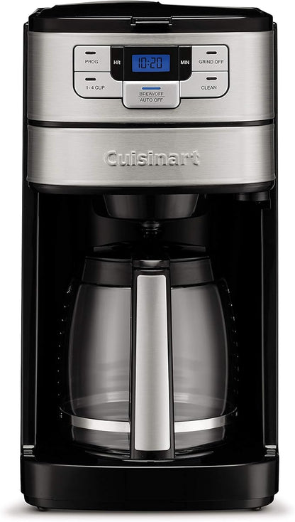 Cuisinart Automatic Grind and Brew 12-Cup Coffeemaker with 1-4 Cup Setting and Auto-Shutoff, Black/Stainless Steel, DGB-400NAS