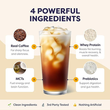 Sugar Cookie Protein Iced Coffee - Premium Whey Protein & Instant Iced Coffees - 100% Natural Cold Brew Coffee - Zero Artificial Flavors & Sweeteners, 80 mg Caffeine, 0g of Sugar, 20 Servings