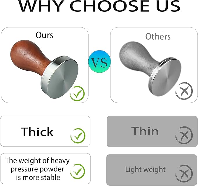 51mm Coffee Tamper Espresso Hand Tamper 304 Stainless Steel Espresso Wooden Handle Coffee Tamper with Mat (51mm)