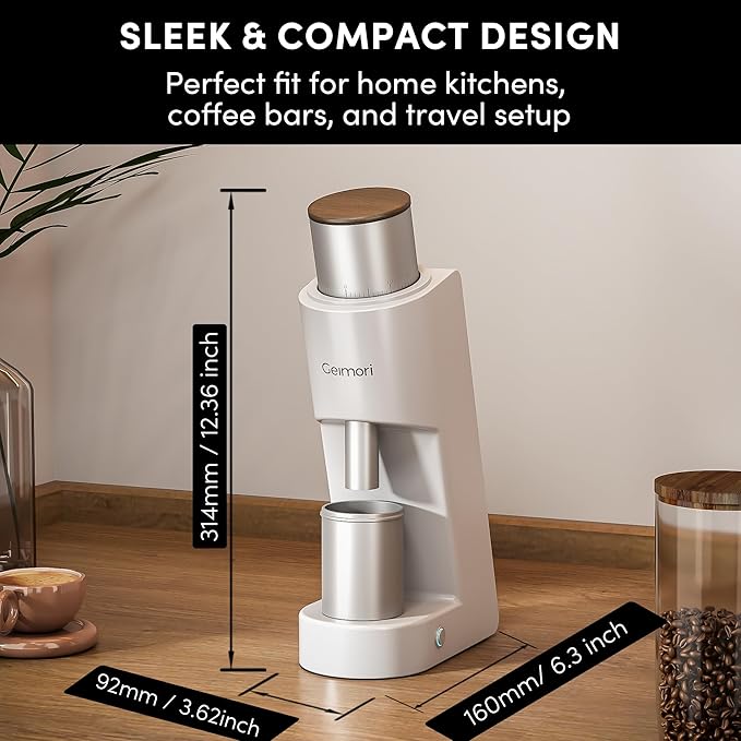 Burr Coffee Grinder,Wirsh Electric Single Dose Coffee Grinder Geimori GU38 with 38mm 6-Core Conical Burr,Stepless Adjustment for Drip,French Press,Cold Grind Settings from Fine to Coarse