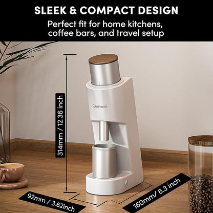 Burr Coffee Grinder,Wirsh Electric Single Dose Coffee Grinder Geimori GU38 with 38mm 6-Core Conical Burr,Stepless Adjustment for Drip,French Press,Cold Grind Settings from Fine to Coarse
