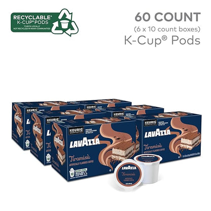 Lavazza Tiramisù Coffee, Single Serve Keurig K-Cup Pods, Flavored Coffee, 60-Count Box (6 Packs of 10)