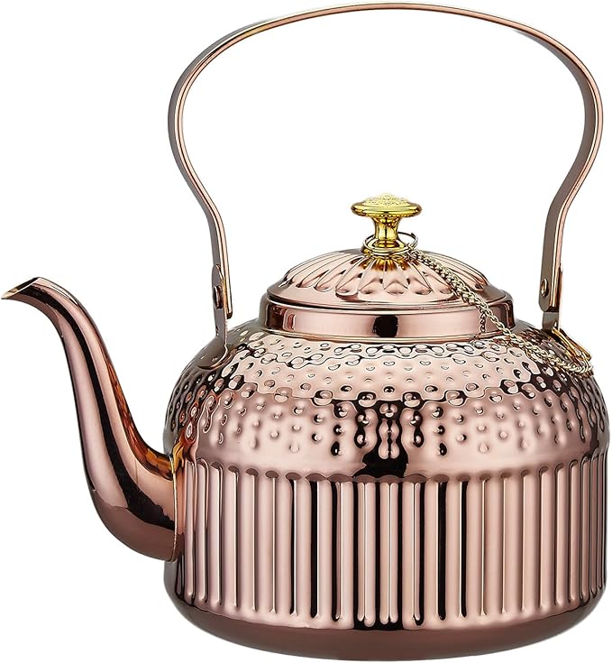 SANQIAHOME Antique 1.5L (50Oz) Stainless Steel Teapot with Infuser copper