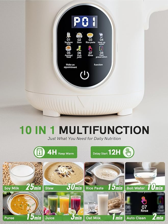 Upgraded 55oz Nut Milk Maker Machine (Extra Large),10-in-1 Automatic Soy Milk Maker with 20 Blades, Homemade Plant-Based Oat, Almond Milk Maker with Auto Clean/DelayStart/BoilWater/Keep Warm,5-6 Cups