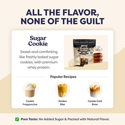 Sugar Cookie Protein Iced Coffee - Premium Whey Protein & Instant Iced Coffees - 100% Natural Cold Brew Coffee - Zero Artificial Flavors & Sweeteners, 80 mg Caffeine, 0g of Sugar, 20 Servings