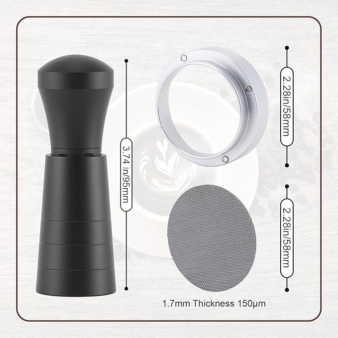 58mm WDT Tool Espresso Accessories Kit,GdHaHSP Dosing Funnel and Puck Screen Set,Espresso Stirrer Distribution Tool,Espresso Whisk for espresso tools