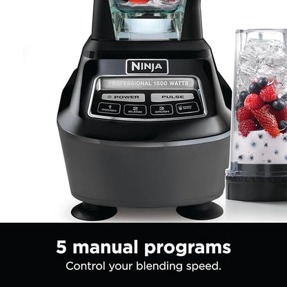 Ninja Blender, Food Processor, Blender for-Smoothies, Includes Pitcher, Smoothie Cup, and 8-Cup Bowl, Salsa, Dough, Shakes, Slush, and Frozen Drinks, Mega Kitchen System, 120 Volts, Black, BL770AMZ
