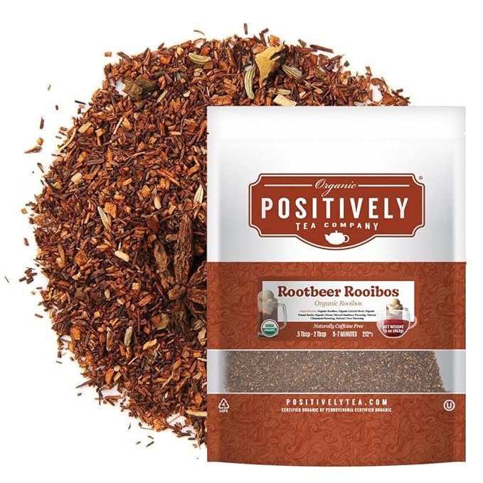 Organic Positively Tea Company, Root Beer Rooibos Tea, Loose Leaf, 16 Ounce