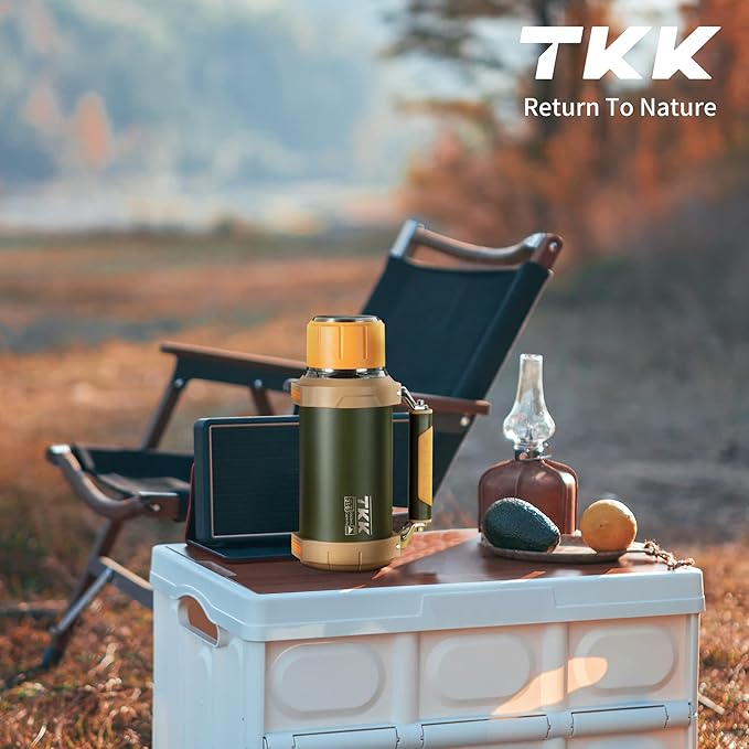 Large Coffee Vacuum for Hot Drinks Stainless Steel 2QT 64oz Insulated Bottle With Cup Handle Keeps Liquids Hot And Cold For Up To 24 For Outdoor Gathering Camping