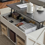 Load image into Gallery viewer, VINGLI Lift Top Coffee Table, Charcoal Top with White Frame, Farmhouse Cross-Sided Design, with Storage Shelf/Hidden Compartment, Gas Lift Mesa De Centro para Sala Pop Up Coffee Table