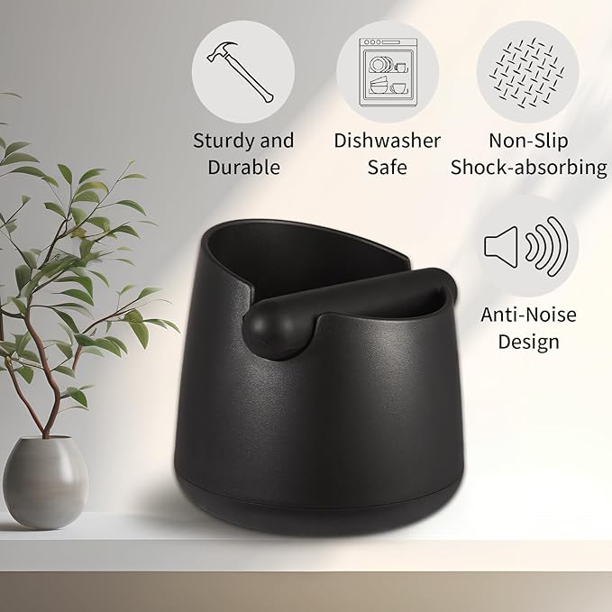 Knock Box Large Capacity Design Espresso Knock Box Shock-absorbent Knock Box Espresso with Removable Knock Bar and Non-Slip Base Espresso Accessories for Home/Office