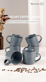 Load image into Gallery viewer, famiware Mercury Coffee Mugs 13 oz, Coffee Mugs Set of 6 with Handle, Cups for Latte, Hot Tea, Cappuccino, Mocha, Cocoa, Charcoal